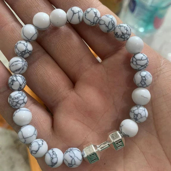 Wholesale Handmade Volcanic Stone And Alloy Dumbbell Style Unisex Energy Bracelet