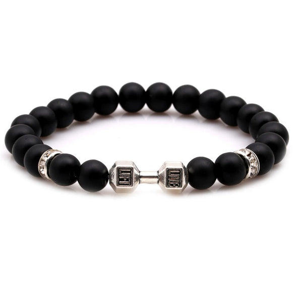 Wholesale Handmade Volcanic Stone And Alloy Dumbbell Style Unisex Energy Bracelet