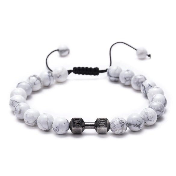 Wholesale Handmade Volcanic Stone And Alloy Dumbbell Style Unisex Energy Bracelet