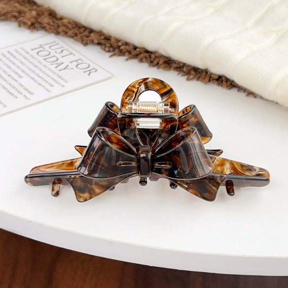 Wholesale Handmade Women's Acetic Acid Heavy Industry Bow Grip Hair Clip Mori Geometric Style