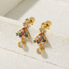 Wholesale Handmade Women's Christmas Earrings 925 Silver With Christmas Tree And Star Elements Micro Inlaid Zircon