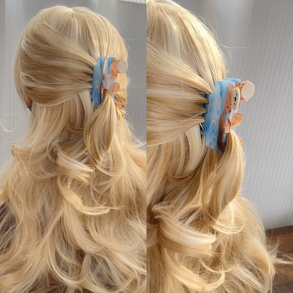 Wholesale Handmade Women's Cute Animal Acetic Acid Splicing Grab Clip Hairpin With Raccoon Cat Design