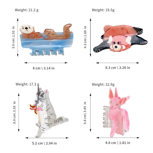 Wholesale Handmade Women's Cute Animal Acetic Acid Splicing Grab Clip Hairpin With Raccoon Cat Design