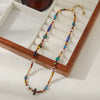 Wholesale Handmade Women's Geometric Style Necklace With Limestone Rice Beads Shoushan Stone And Natural Freshwater Pearl