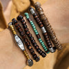Wholesale Handmade Wooden Beads Alloy Multilayer Elastic Geometric Unisex Bracelet