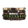 Wholesale Handmade Wooden Beads Alloy Multilayer Elastic Geometric Unisex Bracelet
