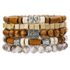 Wholesale Handmade Wooden Beads Alloy Multilayer Elastic Geometric Unisex Bracelet