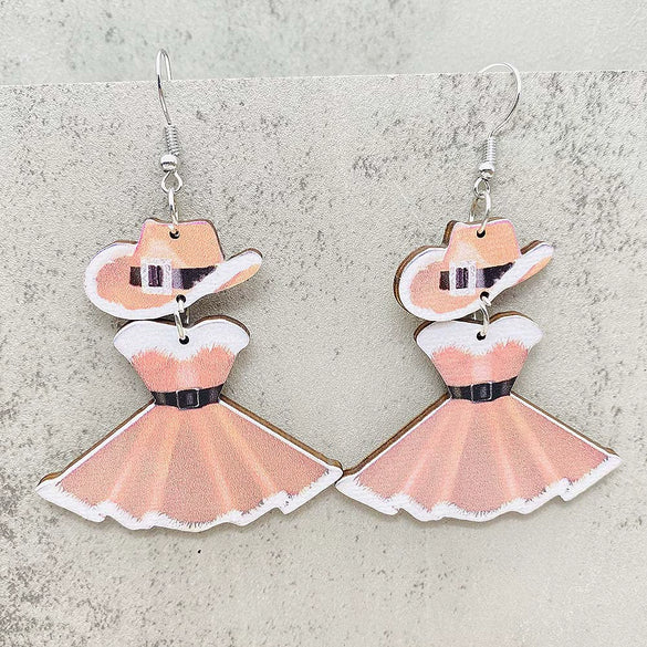 Wholesale Handmade Wooden Earrings With Cartoon Characters Geometric Animal Zodiac Patterns