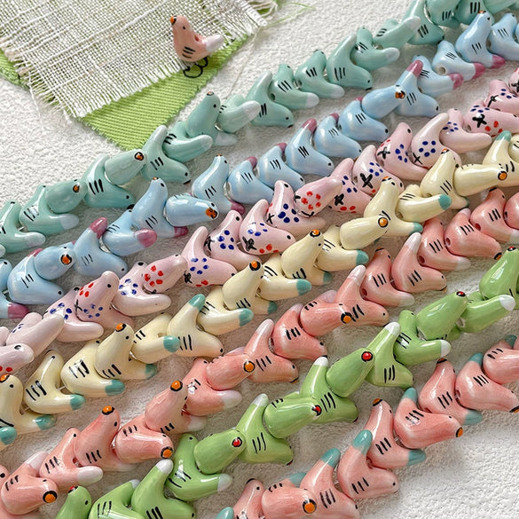Wholesale Handpainted Ceramic Pigeon Beaded Jewelry Bracelet Necklace Accessories