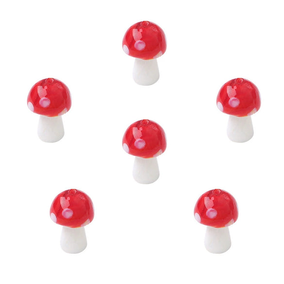 Wholesale Handpainted Glass Glaze Mushroom Beads Jewelry Earrings Necklace Bracelet Materials
