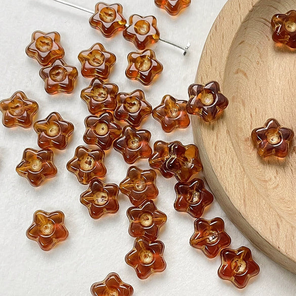 Wholesale Handpainted Vintage Glass Glazed Loose Beads With Flower Pattern For Diy Bracelet Necklace Accessories Material