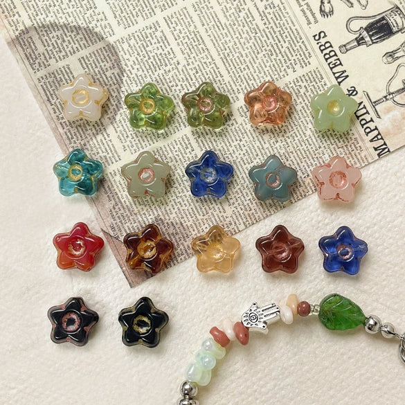 Wholesale Handpainted Vintage Glass Glazed Loose Beads With Flower Pattern For Diy Bracelet Necklace Accessories Material