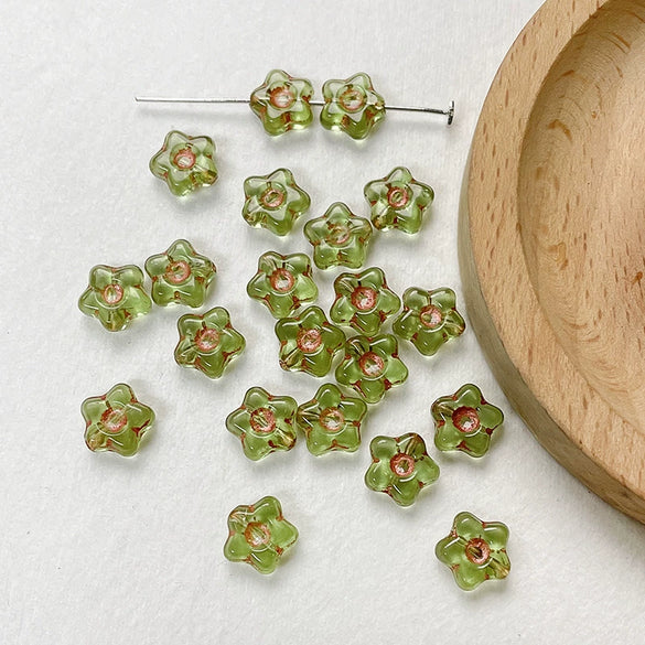 Wholesale Handpainted Vintage Glass Glazed Loose Beads With Flower Pattern For Diy Bracelet Necklace Accessories Material