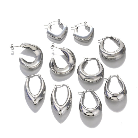 Wholesale Handpolished Geometric Ushaped Titanium Steel Earrings For Women Electroplated