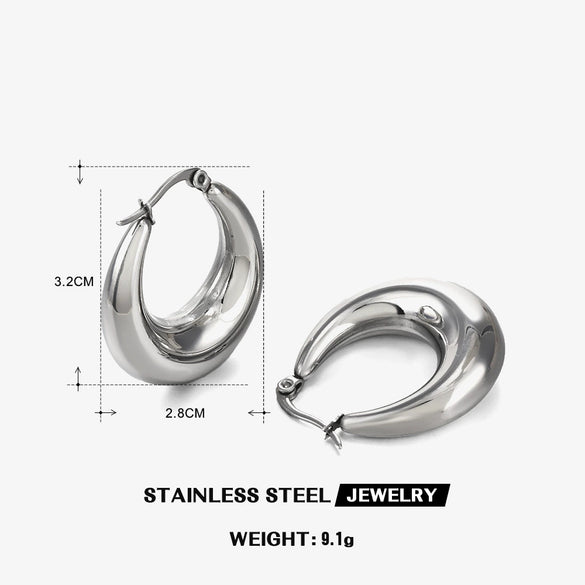 Wholesale Handpolished Geometric Ushaped Titanium Steel Earrings For Women Electroplated