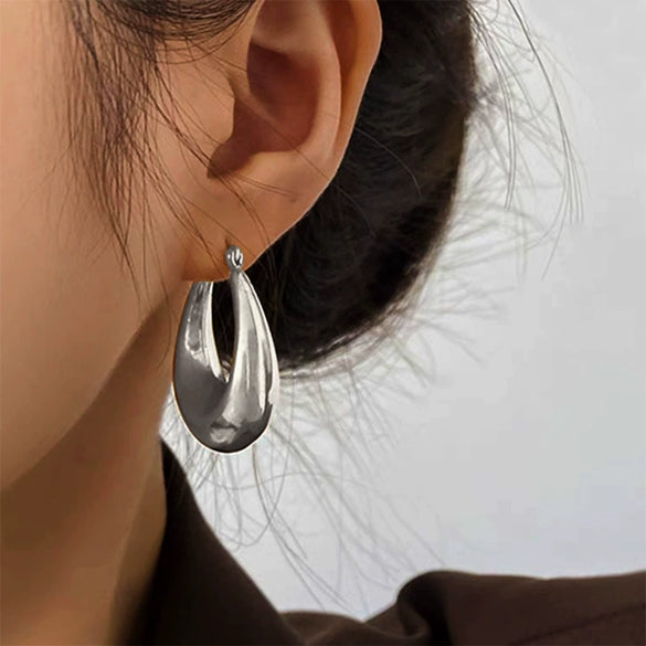 Wholesale Handpolished Geometric Ushaped Titanium Steel Earrings For Women Electroplated