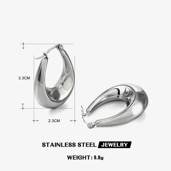 Wholesale Handpolished Geometric Ushaped Titanium Steel Earrings For Women Electroplated