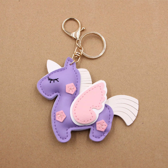Wholesale Handstitched Artificial Leather Bag Pendant Keychain Clothing Pendant With Doublesided Multilayer Patch And Little Bear Pig Small Animal Pattern And Electroplating Design