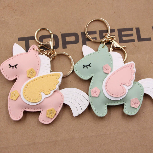 Wholesale Handstitched Artificial Leather Bag Pendant Keychain Clothing Pendant With Doublesided Multilayer Patch And Little Bear Pig Small Animal Pattern And Electroplating Design