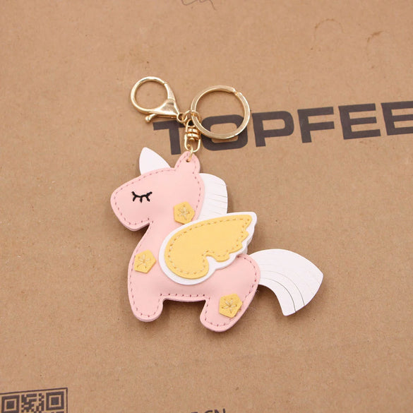 Wholesale Handstitched Artificial Leather Bag Pendant Keychain Clothing Pendant With Doublesided Multilayer Patch And Little Bear Pig Small Animal Pattern And Electroplating Design
