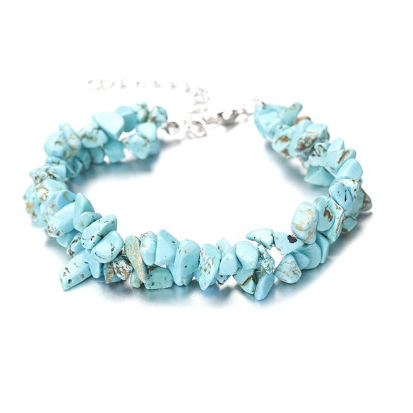 Wholesale Handworn Natural Crystal Agate Amethyst Double Bracelet Handmade Geometric Style
