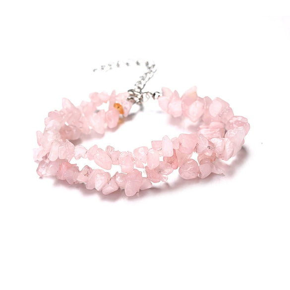 Wholesale Handworn Natural Crystal Agate Amethyst Double Bracelet Handmade Geometric Style