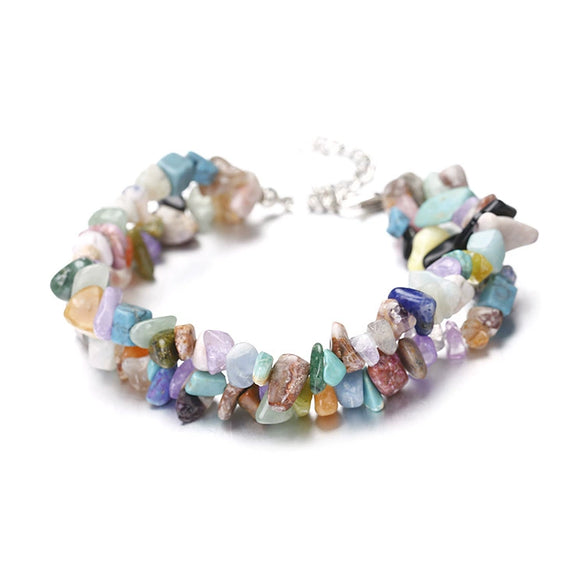 Wholesale Handworn Natural Crystal Agate Amethyst Double Bracelet Handmade Geometric Style