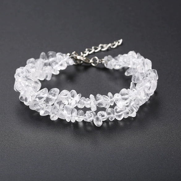 Wholesale Handworn Natural Crystal Agate Amethyst Double Bracelet Handmade Geometric Style