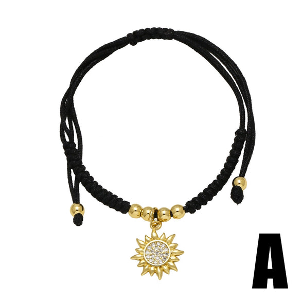 Wholesale Handwoven Bracelet Copper Electroplated Gold Star Pendant