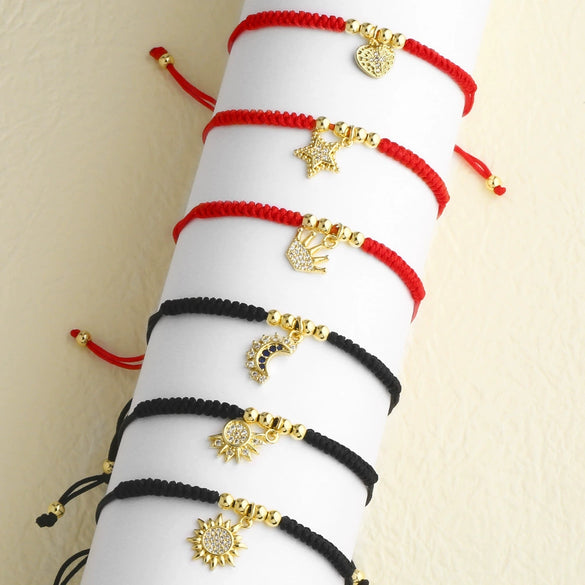 Wholesale Handwoven Bracelet Copper Electroplated Gold Star Pendant