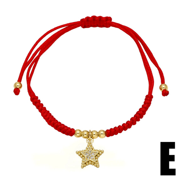 Wholesale Handwoven Bracelet Copper Electroplated Gold Star Pendant