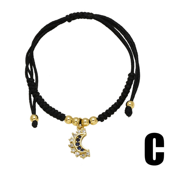 Wholesale Handwoven Bracelet Copper Electroplated Gold Star Pendant