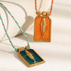 Wholesale Handwoven Colored Rope Geometric Stainless Steel 18K Gold Electroplated Tarot Necklace For Women