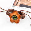 Wholesale Handwoven Leather Bracelet With Luminous Stone Devil's Eye And Leaf Pattern