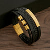 Wholesale Handwoven Leather Bracelets With Stainless Steel Magnet Buckles And Geometric Pattern For Men Electroplated Jewelry