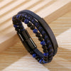 Wholesale Handwoven Stainless Steel Leather Bracelet Geometric Style For Men