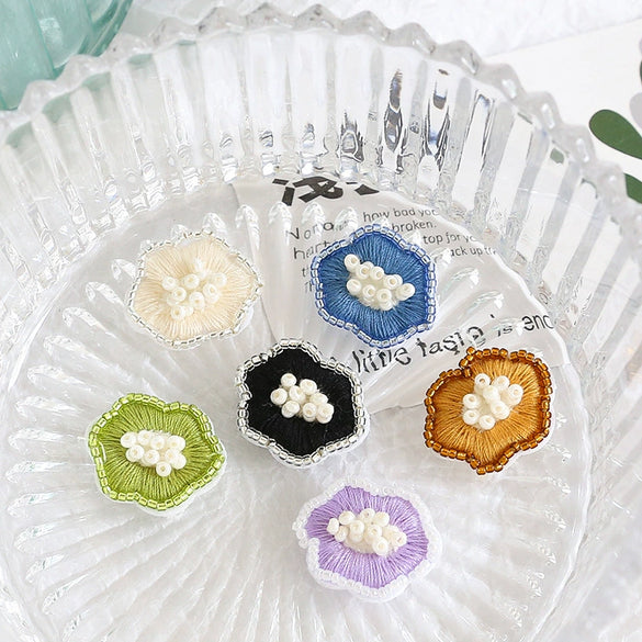 Wholesale Handwoven Sweet Style Rice Beads Floret Jewelry Hair Card Earrings Decoration Accessories Material