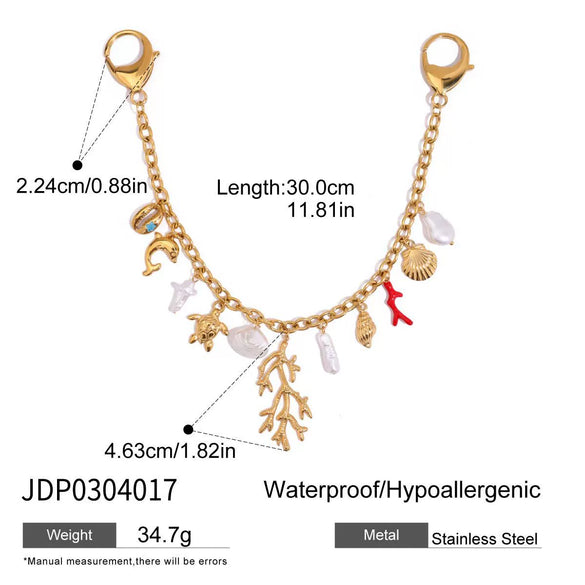 Wholesale Hanging Jewelry Stainless Steel Acrylic Pearl Shell Red Oil Dripping Coral Retro Minimalist Electroplating Style