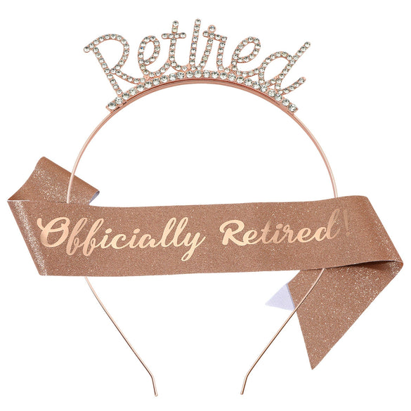 Wholesale Headband Shoulder Strap Set Metal Glitter Electroplated Hair Accessories And Ceremonial Belt For Retirement Party