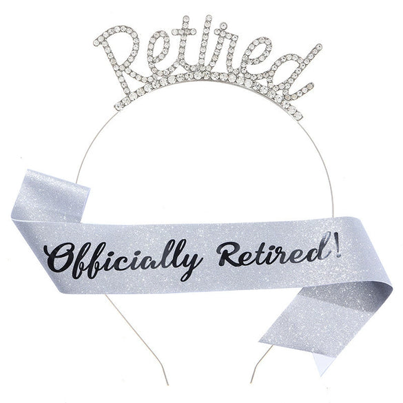 Wholesale Headband Shoulder Strap Set Metal Glitter Electroplated Hair Accessories And Ceremonial Belt For Retirement Party