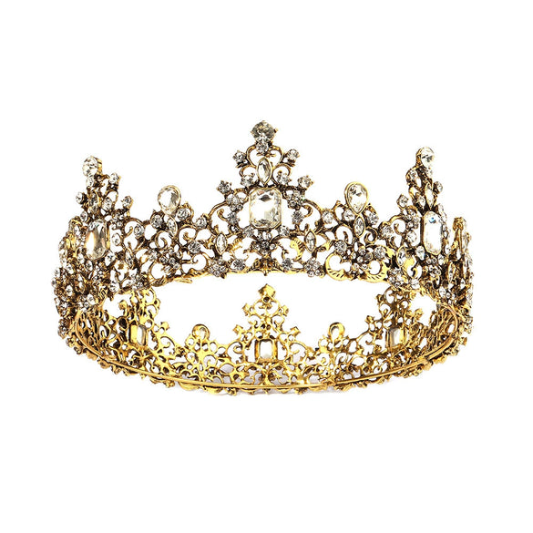 Wholesale Headwear Baroque Diamond Metal Crown Electroplated For Women
