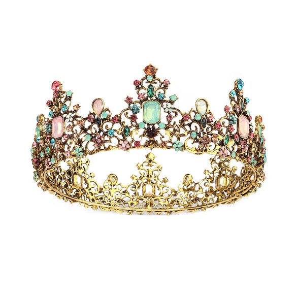 Wholesale Headwear Baroque Diamond Metal Crown Electroplated For Women