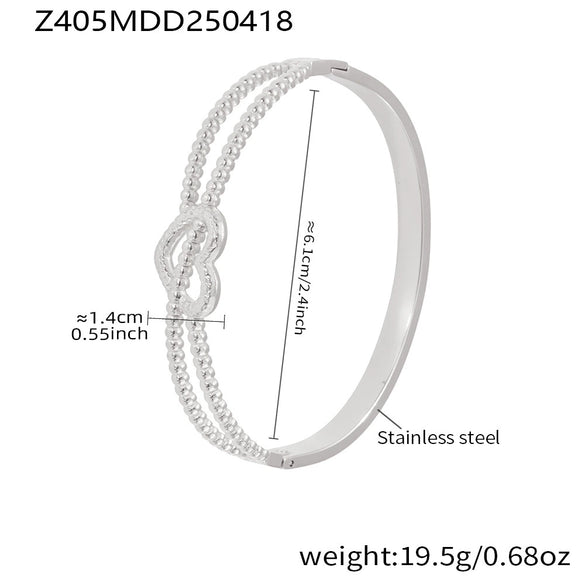 Wholesale Heart Cut Out Line Bracelet Geometric Fashion Stainless Steel 18K Gold Plated