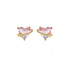 Wholesale Heart Earrings Brass Plated Gold Color With Zircon For Women