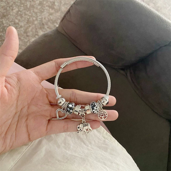 Wholesale Heart Elephant Stainless Steel Electroplated Bracelet