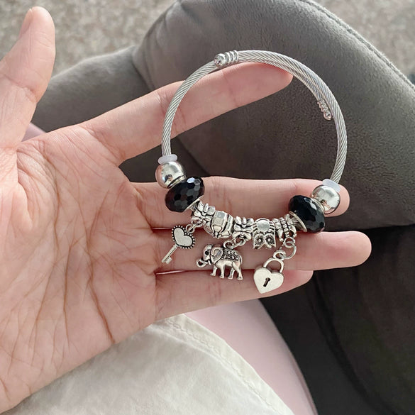 Wholesale Heart Elephant Stainless Steel Electroplated Bracelet