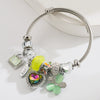 Wholesale Heart Flower Pendant Bracelet Stainless Steel Alloy Set With Diamonds Women's Fashion Plants Flowers Style