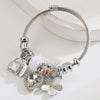 Wholesale Heart Flower Pendant Bracelet Stainless Steel Alloy Set With Diamonds Women's Fashion Plants Flowers Style