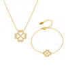 Wholesale Heart Fourleaf Flower Multilayer Stainless Steel Fashionable Elegant Colorpreserving Necklace Bracelet Set With Electroplating