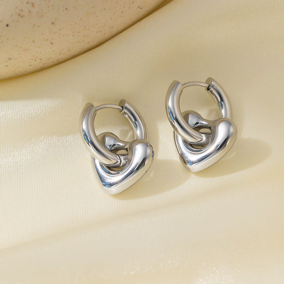 Wholesale Heart Hoop Detachable Titanium Steel Electroplated Earrings For Women